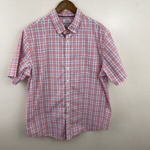 Croft & Barrow Easy Care Shirt Mens XL Pink Plaid Short Sleeve Button Down